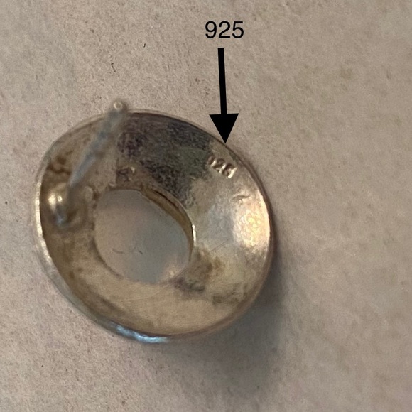 Sterling silver & blue moonstone stud earrings. Brushed finish on the sterling. - Picture 3 of 5